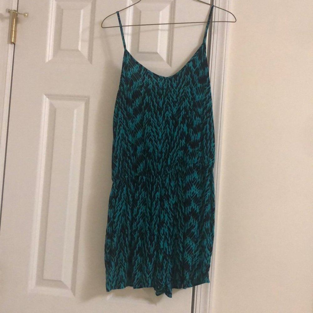 Timing Turquoise and Black Animal Print Stripe Romper!!